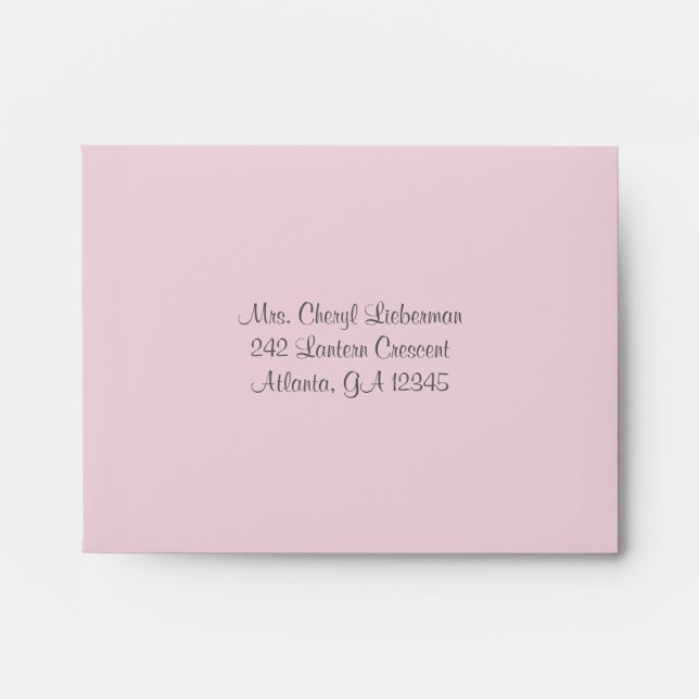 Pink and Grey Damask Envelope for RSVP Card (Front)