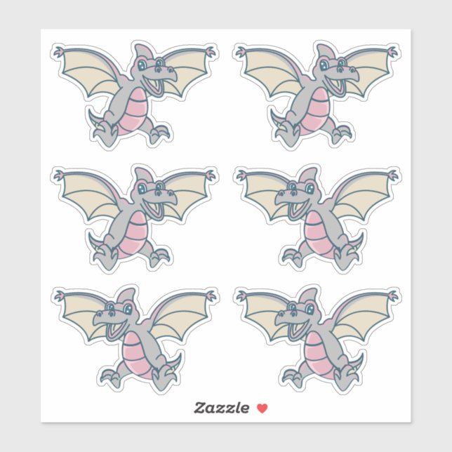 Pink and Grey Dinosaur Dragons (Sheet)