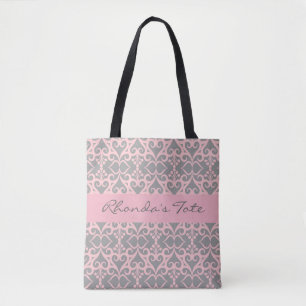 Pink and Grey Elegant Tote Bag
