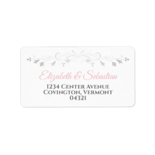 Pink and Grey Elegant Wedding Address Label