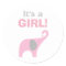 Pink and Grey Elephant Baby Shower Seal