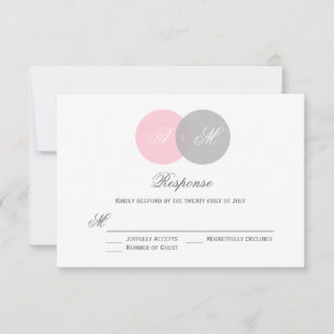 Pink and Grey Entwined Circles Wedding RSVP Card