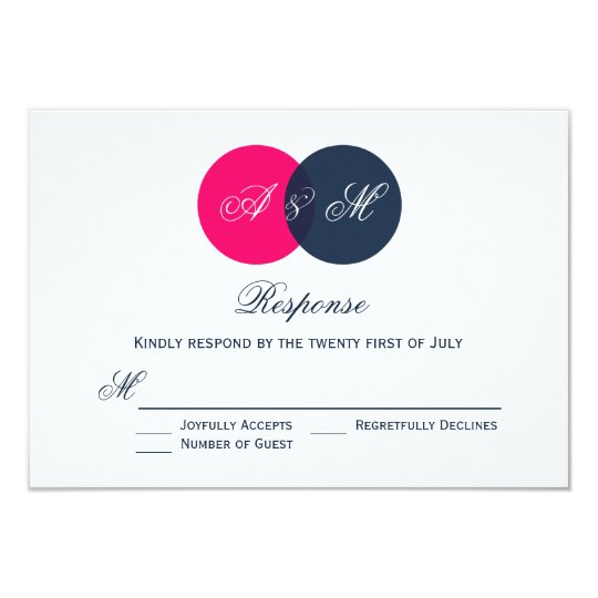 Pink and Grey Entwined Circles Wedding RSVP Card