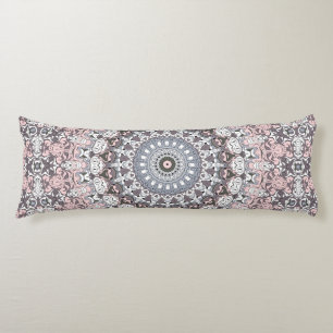 Pink and Grey Feminine Medallion Pattern Body Cushion