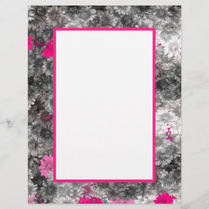 Pink and Grey Floral Art Custom Letterhead