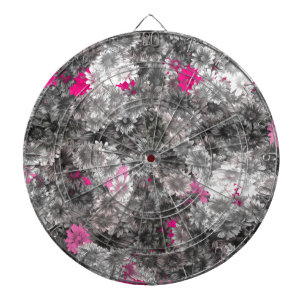Pink and Grey Floral Art Dartboard