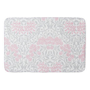 Pink and Grey Floral Damask Pattern Bath Mat