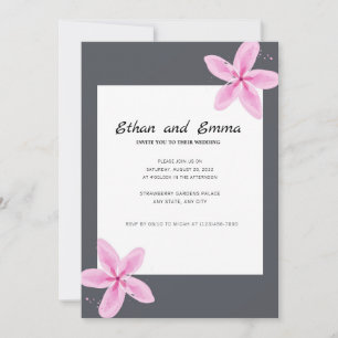 Pink and Grey Floral Wedding Invitation