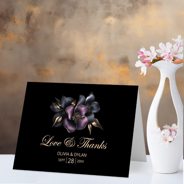 Pink and Grey Floral Wedding Thank You Card (Creator Uploaded)