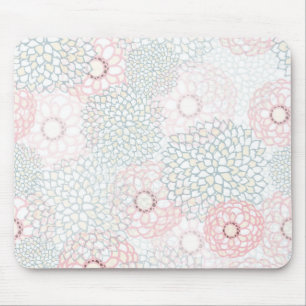 Pink and Grey Flower Burst Design Mouse Pad