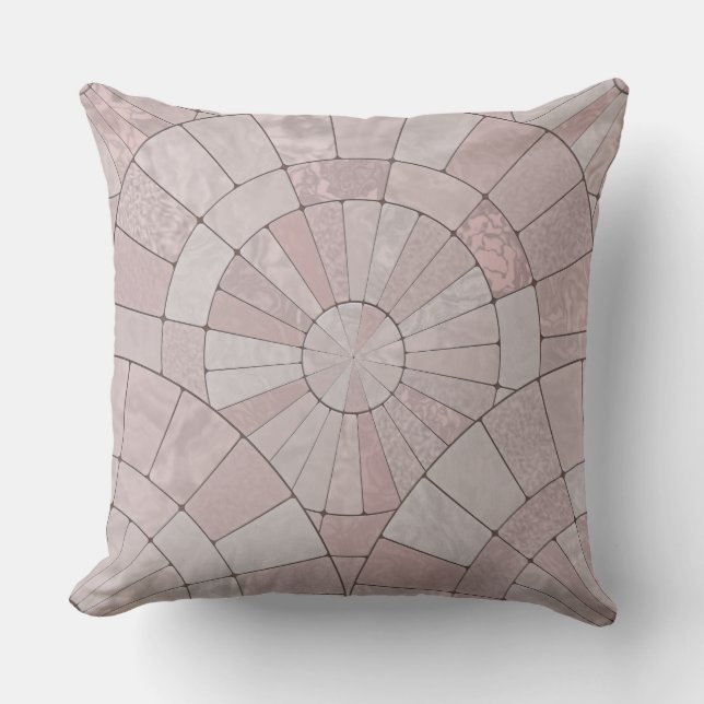 pink and Grey Geometric Cushion (Front)