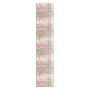 Pink and Grey Grunge Artistic Abstract Short Table Runner