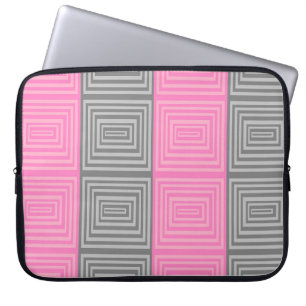 Pink and Grey Laptop Case With Abstract Design