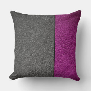 Pink and Grey Leather Cushion