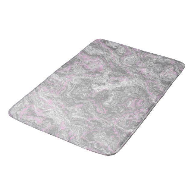 Pink and Grey Marble abstract Bath Mat (Angled)