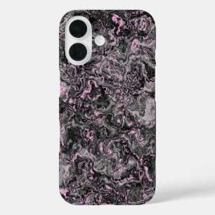 Pink and grey marble abstract iPhone 16 case