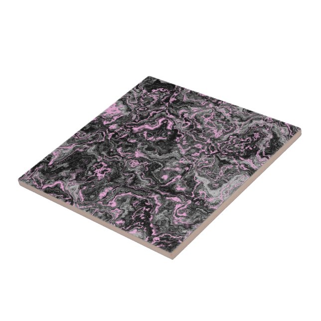Pink and grey marble abstract ceramic tile (Side)