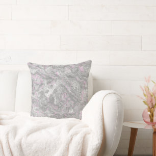 Pink and Grey Marble abstract Cushion