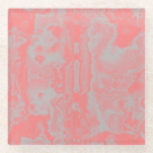 Pink and grey marble glass coaster