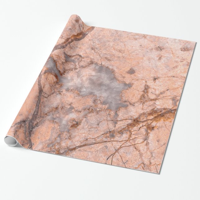 Pink And Grey Marble Texture Wrapping Paper (Unrolled)
