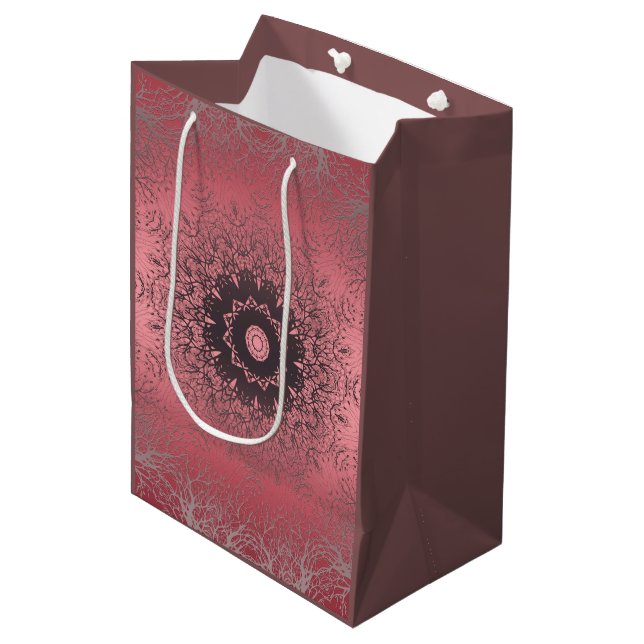 pink and grey, medium gift bag (Front Angled)