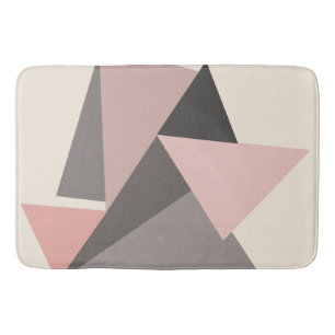 Pink and Grey Mid-century Modern Geometric    Bath Mat