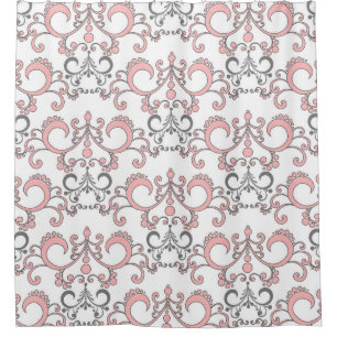 Pink and Grey Mix and Match Shower Curtain
