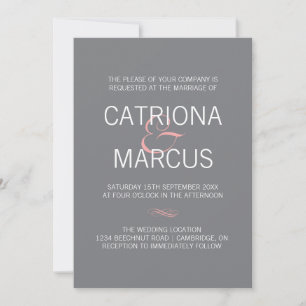 Pink and Grey Modern Typography Wedding Invitation