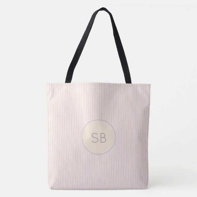 Pink and Grey Monogram Initials Name Your Own Tote Bag (Front)