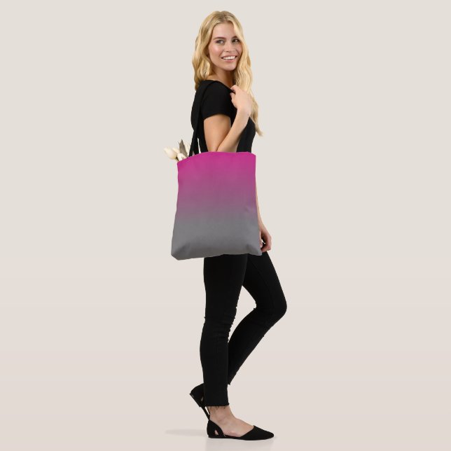 Pink and Grey Ombre Pattern Tote Bag (On Model)