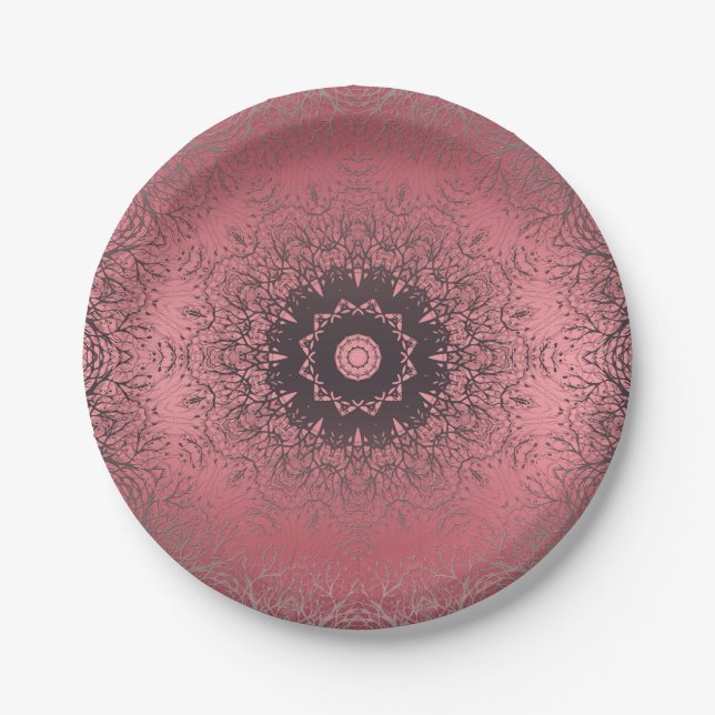 pink and grey paper plate (Front)