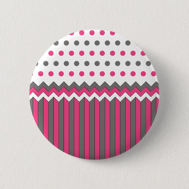 Pink and Grey Pattern 6 Cm Round Badge (Front)