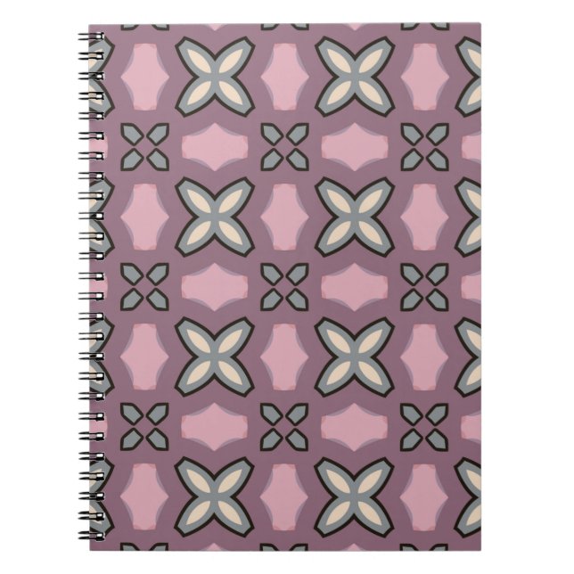 Pink and Grey Pattern Design  Notebook (Front)