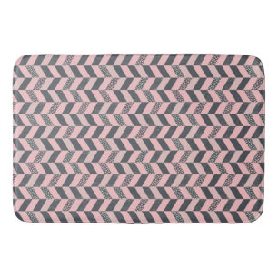 Pink and Grey Patterned Herringbone Bath Mat
