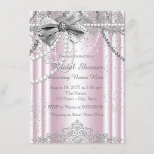 Pink and Grey Pearl Bridal Shower Invitation