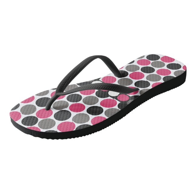 Pink and Grey Polika Dot     Thongs (Angled)