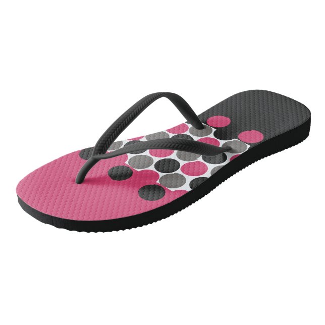 Pink and Grey Polika Dot    Thongs (Angled)