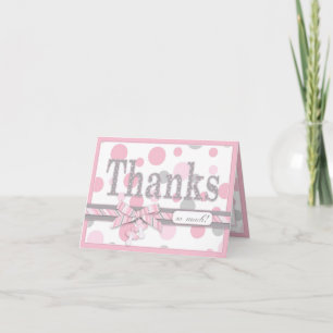 Pink and Grey Polka Dots Thank You Baby Shower