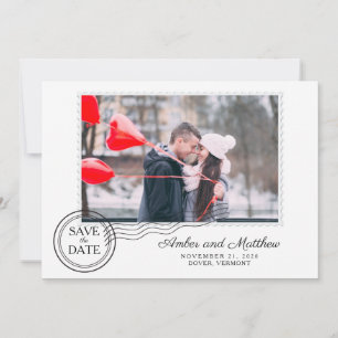 Pink and Grey Postage Save the Date