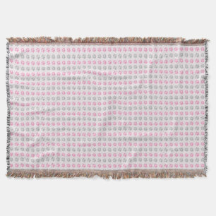 Pink and grey puppy paws pattern throw blanket