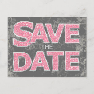 Pink and Grey Save the Date Postcards