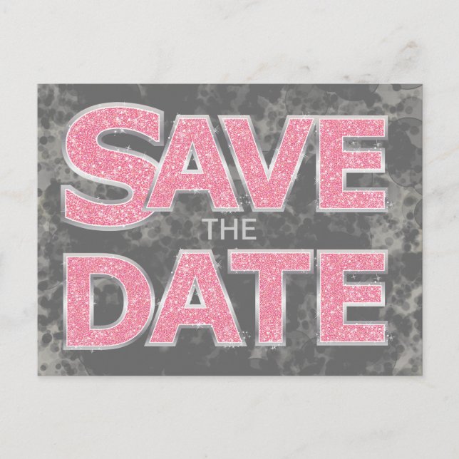 Pink and Grey Save the Date Postcards (Front)