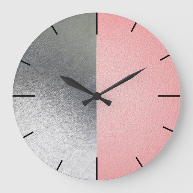Pink and grey simple modern large clock (Front)