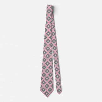 Pink and Grey Squares Tie