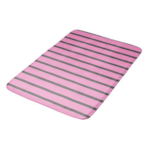 Pink and Grey Stripes Bath Mat