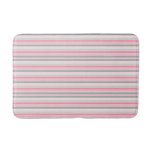 Pink and Grey Stripes Bath Mat