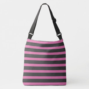 Pink and Grey Stripes Crossbody Bag