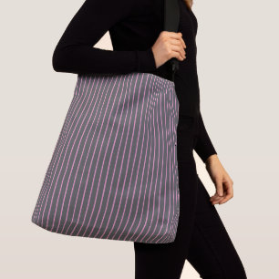 Pink and Grey Stripes Crossbody Bag