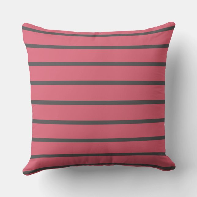 Pink and grey Stripes Cushion (Back)