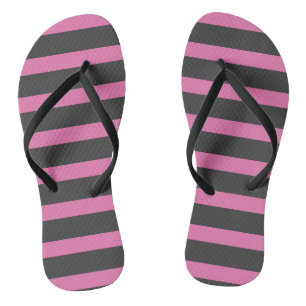 Pink and Grey Stripes Thongs